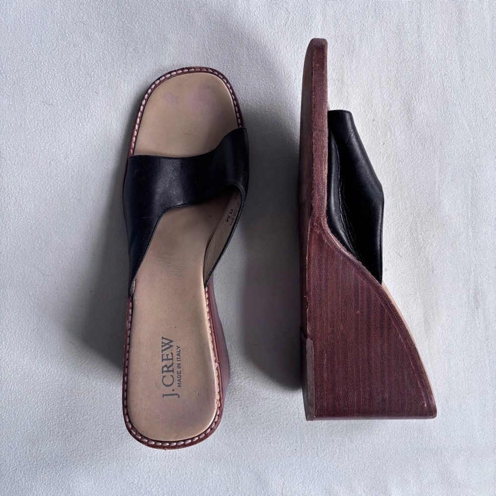 J. Crew Black Wedge Slides